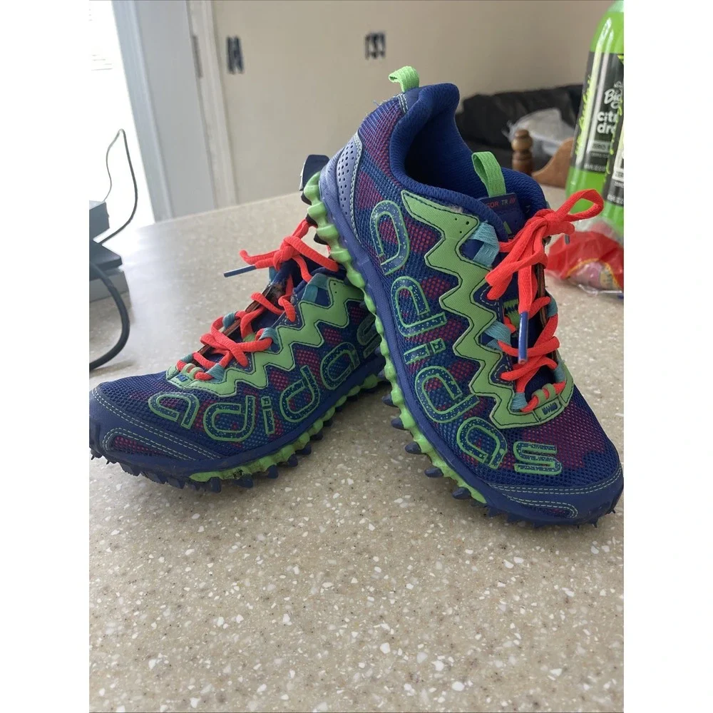 EUC Y2K Adidas Vigor TR Blue Green Orange Sneakers Outdoor Trail Runners Size 6 - Picture 1 of 13